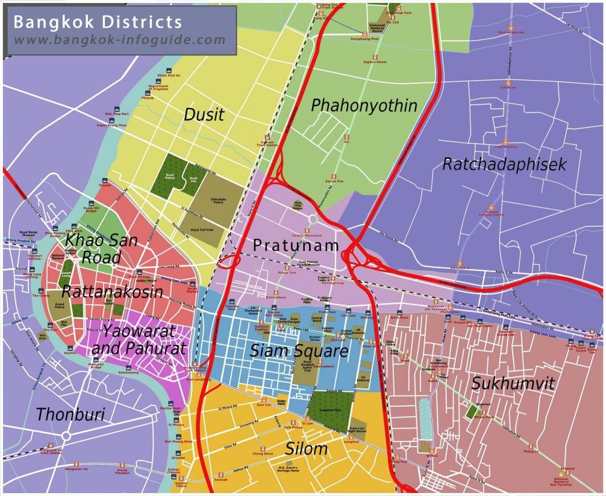 Bangkok (Krung Thep) wijken kaart