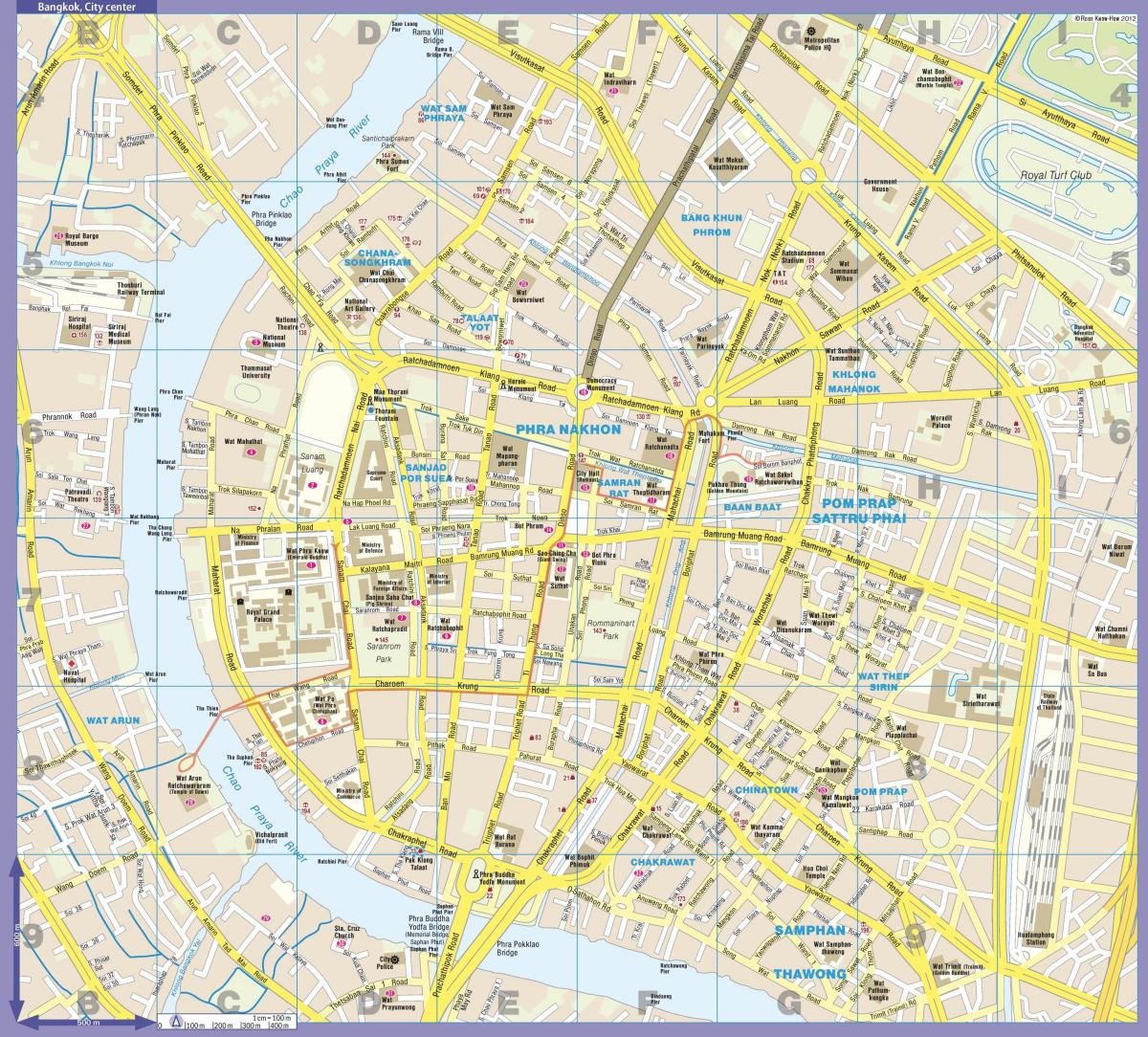Bangkok (Krung Thep) stadscentrum kaart
