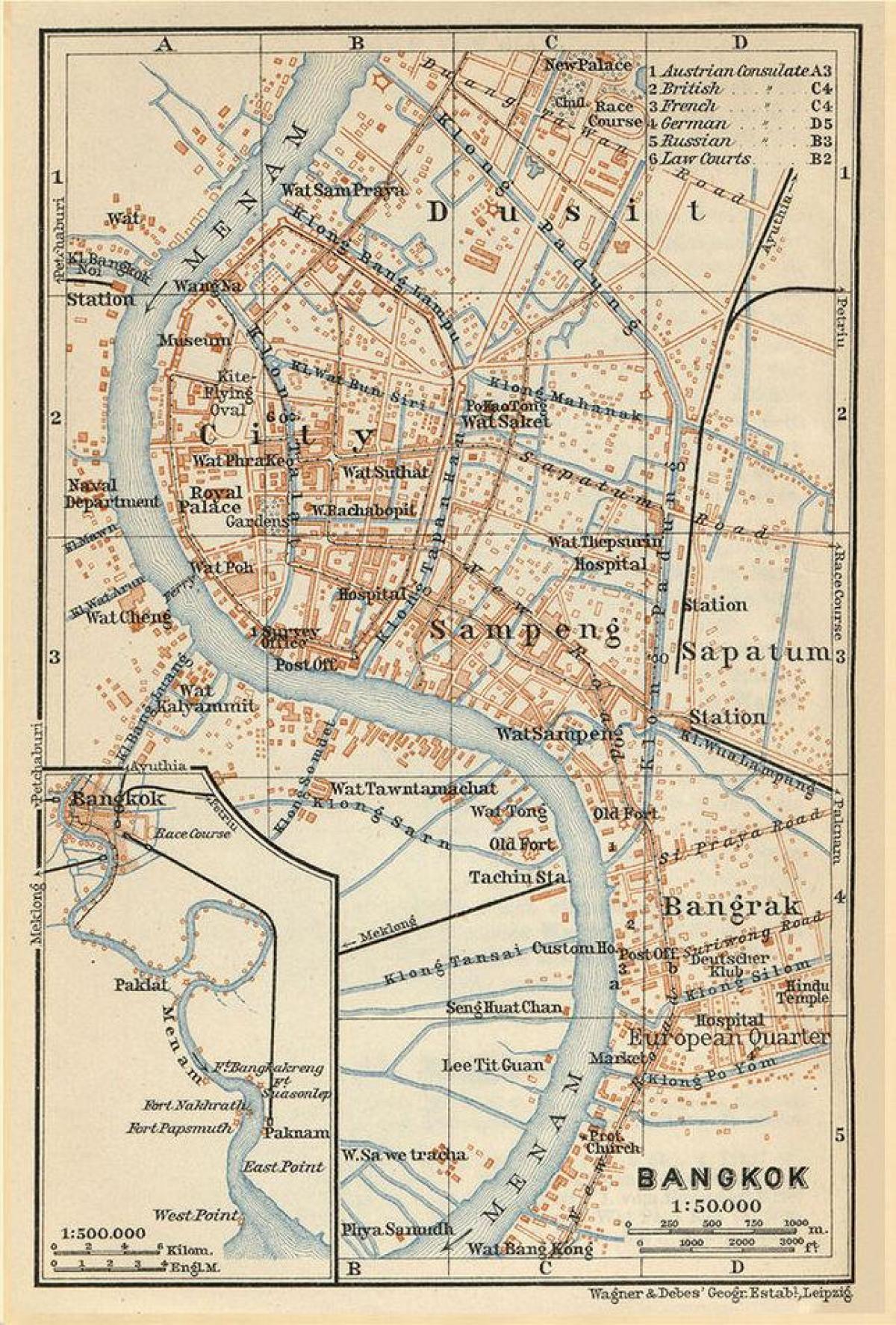Bangkok (Krung Thep) antieke kaart