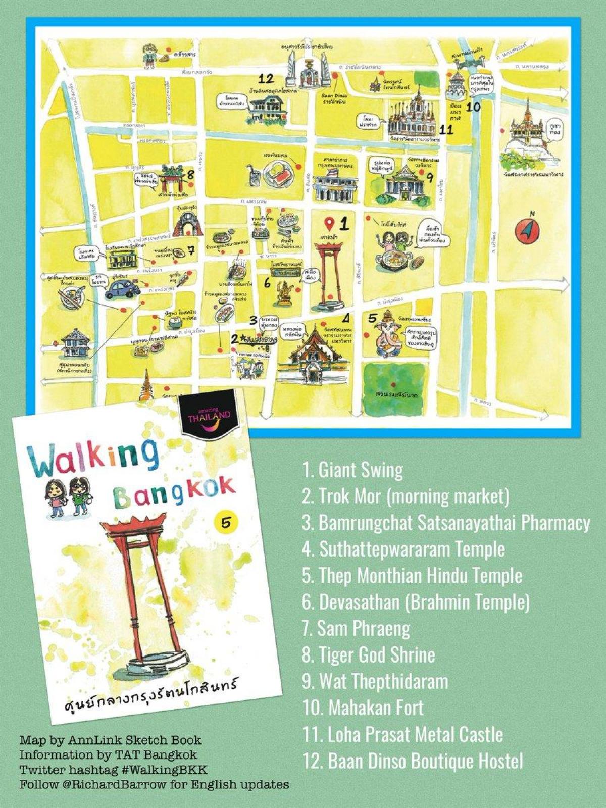 Bangkok (Krung Thep) wandeltochten kaart