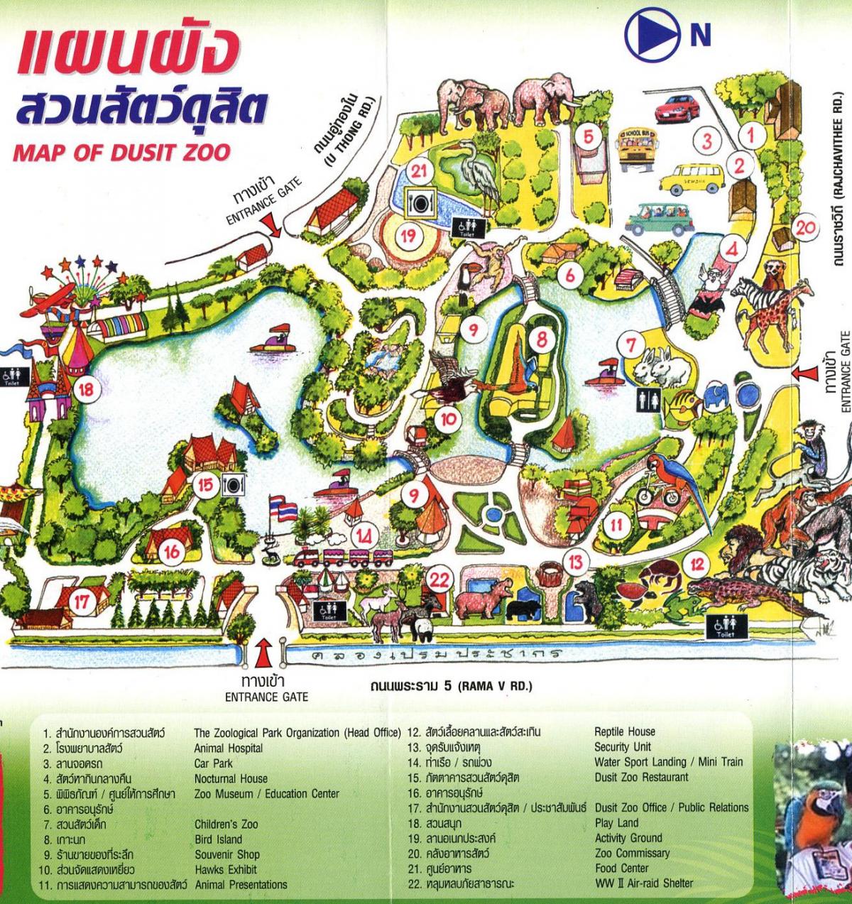Bangkok (Krung Thep) dierentuin park plattegrond